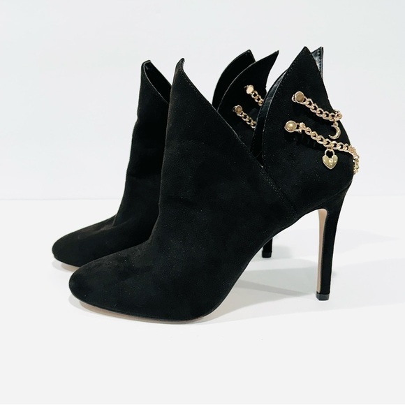 BCBGeneration Lexi Black Ankle Charm Heeled Stiletto Booties - Picture 1 of 7